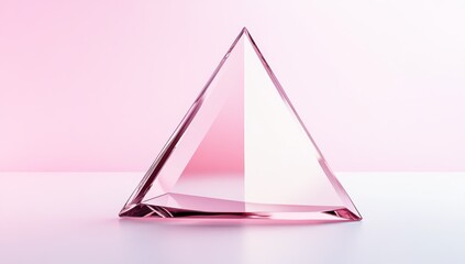 Glass Pyramid on Pink Background