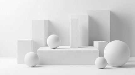 Abstract Minimalist White Geometric Shapes