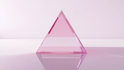 Pink Glass Pyramid on Reflective Surface
