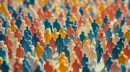 Obraz premium Colorful Crowd of Miniature Figures Representing Diversity and Community