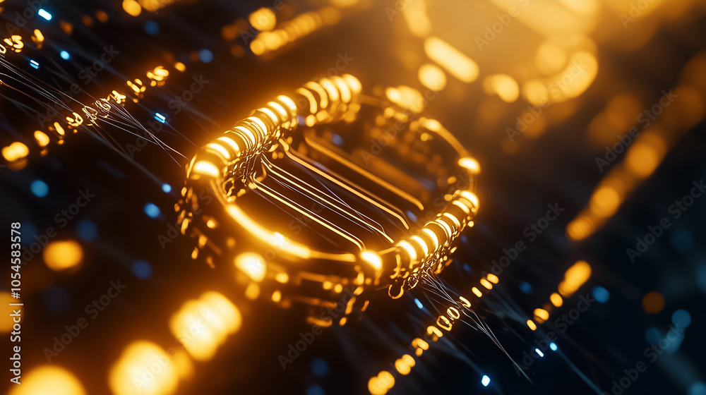 Poster intricate quantum computing elements glow amidst a network of digital circuits, representing advance