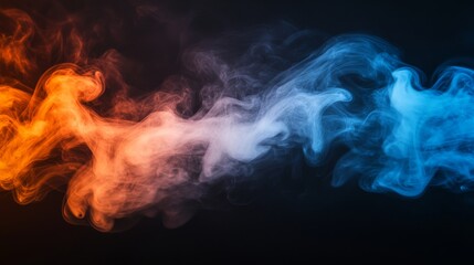 Fototapeta premium Colorful smoke swirling in dark background, abstract art concept