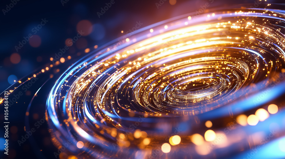 Poster a vibrant portrayal of quantum computing elements featuring swirling patterns and streams of light e