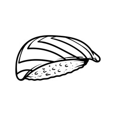 salmon sushi sashimi drawing coloring line art style sketch classic vintage design illustration