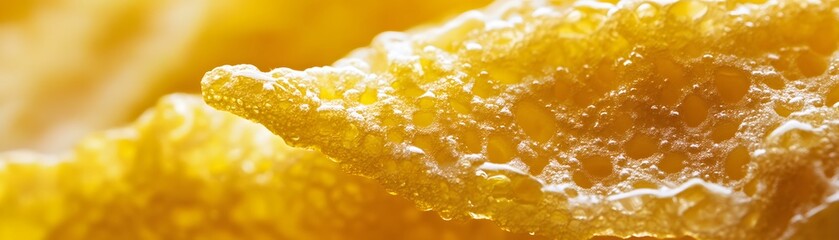 Close-up of Honeycomb with Golden Drizzle