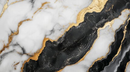 Obraz premium Elegant Black and White Marble with Golden Veins Texture