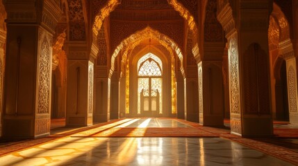 Obraz premium Majestic Interior of an Ornate Palace with Beautiful Lighting