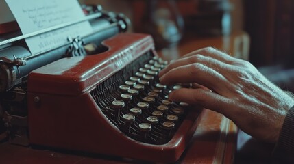 Vintage Typewriter and Hand Writing on Paper