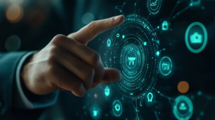 Futuristic Digital Interface Interaction with Touchscreen Technology