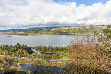 Columbia River view from above in autumn