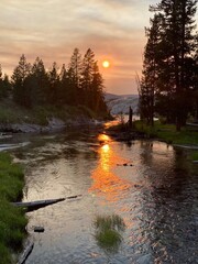 sunset over the stream