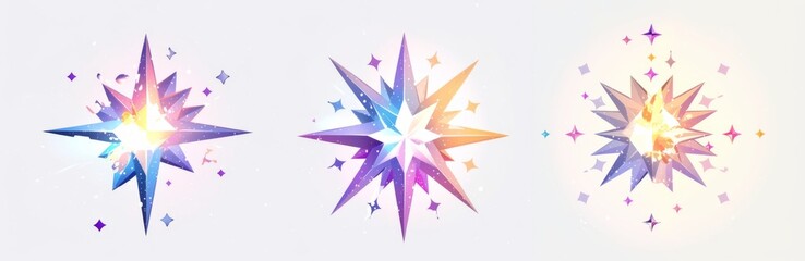 Four simple icons representing small sparks  