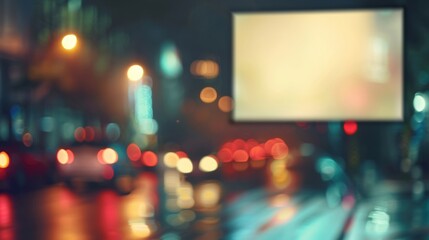 Fototapeta premium Blurred images of an outdoor movie night evoke a sense of nostalgia and tranquility.