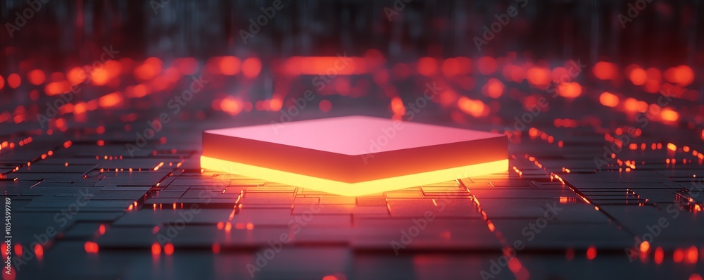 Aufkleber 3D rendering of a glowing prompt input interface set against a dynamic digital network background, symbolizing technology and user interaction