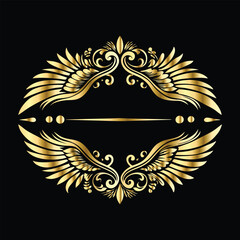 Royal Gold Wing Frames: Iconic Angel and Bird Wings in Decorative Silhouettes