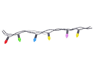 String of christmas lights isolated on white background With clipping path