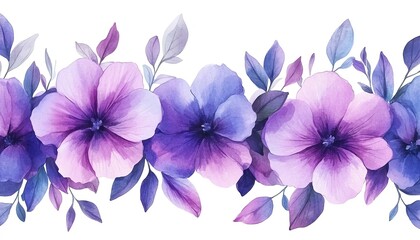 Colorful watercolor illustration of isolated violet flowers and foliage, ideal for crafting stylish wedding invitations and greeting cards