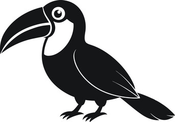 silhouette of a toucan bird vector illustration. black animal flying bird.