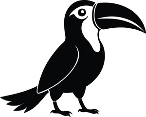 silhouette of a toucan bird vector illustration. black animal flying bird.