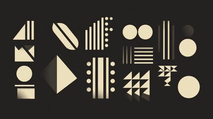 Geometric Beige and Black Abstract Pattern 