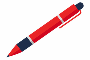 Cute red pen isolated on a white vector art illustration 