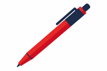 Cute red pen isolated on a white vector art illustration 