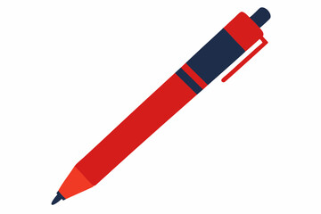 Cute red pen isolated on a white vector art illustration 
