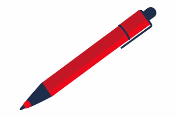Cute red pen isolated on a white vector art illustration 