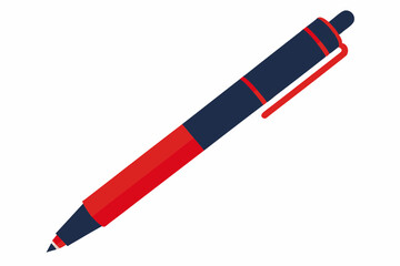 Cute red pen isolated on a white vector art illustration 