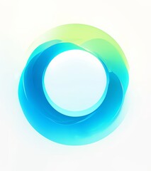 A round shape featuring a gradient color transition from light blue to green, set against a clean white background. 