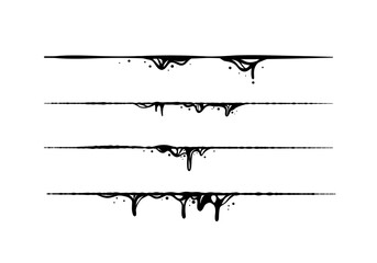 thick and sticky border line ink liquid drips vector collection design element decoration