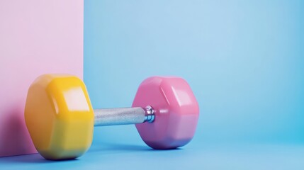 Obraz premium Hand weights, clean backdrop for fitness or health visuals 