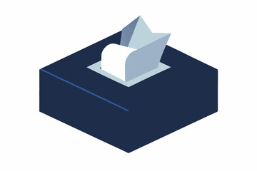 Box with facial tissues, angle view; isolated on white background 