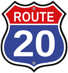 Route 20 road sign vector