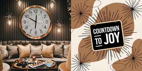 Clock  gold  black  countdown  joy  anticipation  holiday  Christmas   
