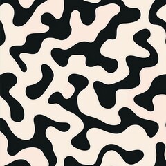 Abstract pattern featuring black and light pink organic shapes.