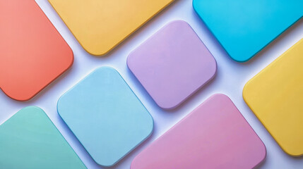 Close-up of colorful pastel rectangles in abstract arrangement
