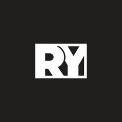 letters ry simple square overlap logo vector