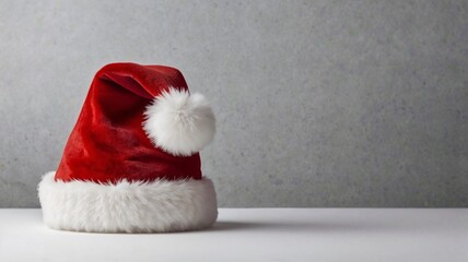 Fototapeta premium Red Santa Hat with White Fur Trim - AI Illustrated