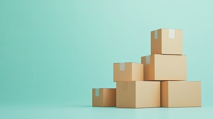 Obraz premium Stacked Cardboard Boxes on Colorful Background