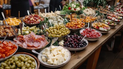 Fototapeta premium Abundant Display of Colorful Fresh Food Spread