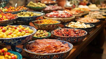 Obraz premium Colorful Array of Traditional Mediterranean Cuisine