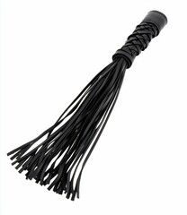 Black leather flogger with braided handle