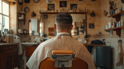 Barber Shop Scene with Client in Chair
