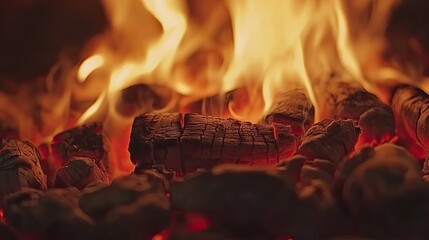 Glowing Ember in a Fire Pit with Dancing Flames
