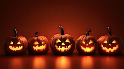 Festive Halloween Pumpkins with Smiling Faces