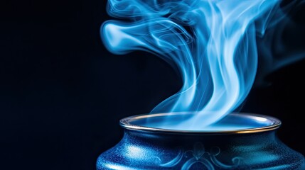 Elegant Blue Smoke Rising from a Decorative Pot