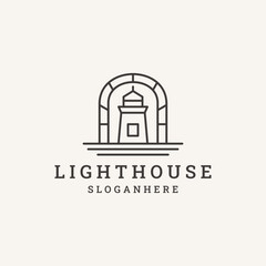 Fototapeta premium Lighthouse logo line with simple and modern shape design