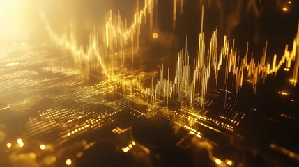 Fototapeta premium Abstract Gold Financial Data Visualization Concept