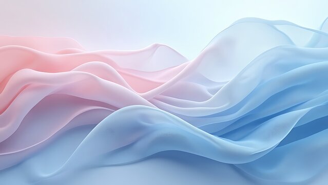 Flowing gradient transparent multilayer glass background, 3d rendering.